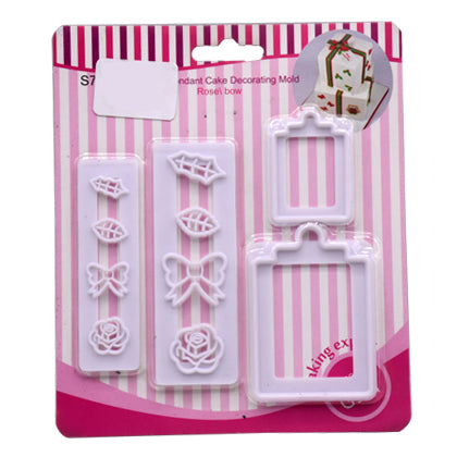 Rose, Bow, Leaf Fondant Cutter 4Pcs Set Plastic