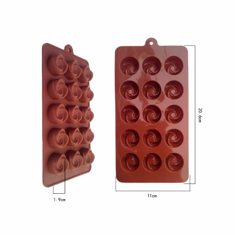 Rose Flower Silicone Chocolate & Candy Mold 15 Cavity
