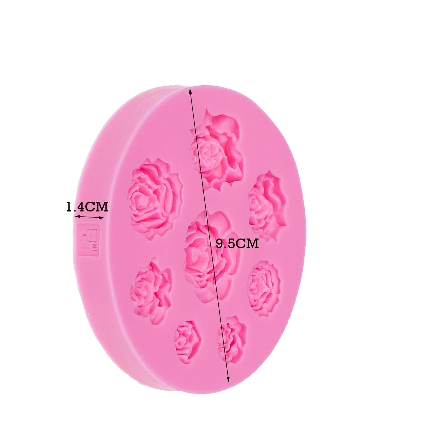 Rose Flower Silicone Fondant Mold Round 8 Cavity