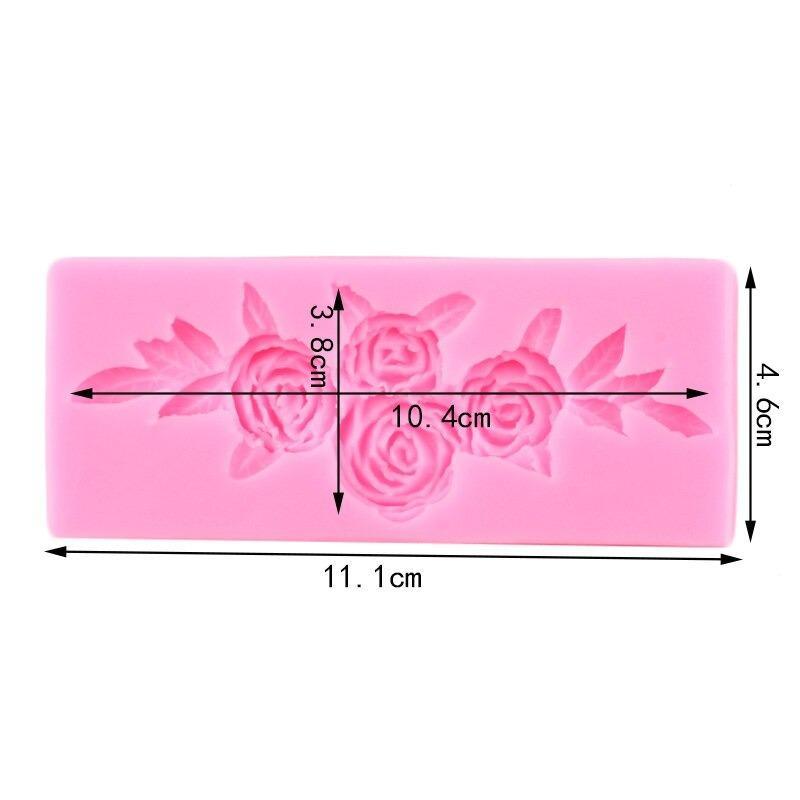 Rose Flower With Leaves Silicone Fondant Mold