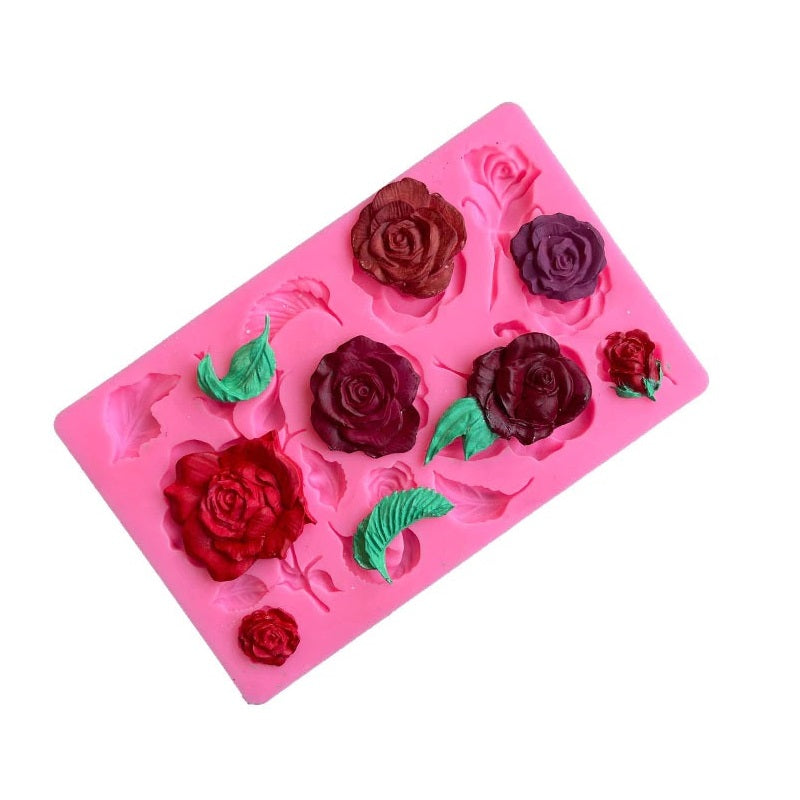 Rose Peony Flower Leaf Silicone Fondant Mold