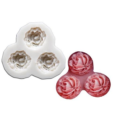 Rose Shape Silicone Fondant & Chocolate Mold 3 Cavity