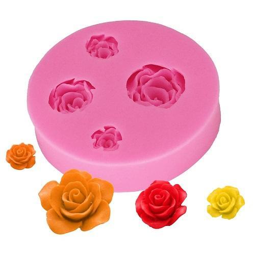 Rose Silicone Fondant & Chocolate Mold 4 Cavity