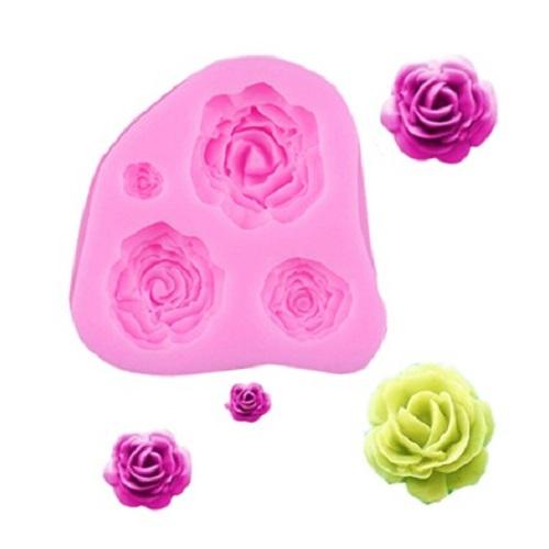 Rose Silicone Fondant & Chocolate Mold 4 Cavity