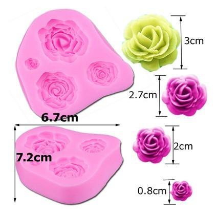 Rose Silicone Fondant & Chocolate Mold 4 Cavity