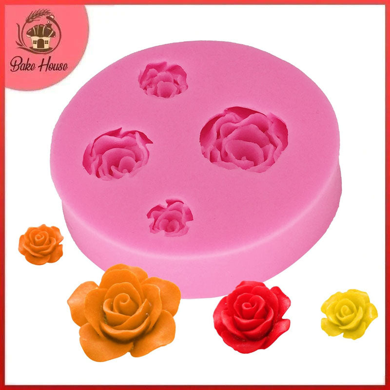 Rose Silicone Fondant & Chocolate Mold 4 Cavity