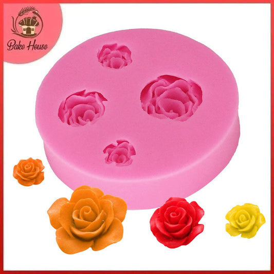 Rose Silicone Fondant & Chocolate Mold 4 Cavity