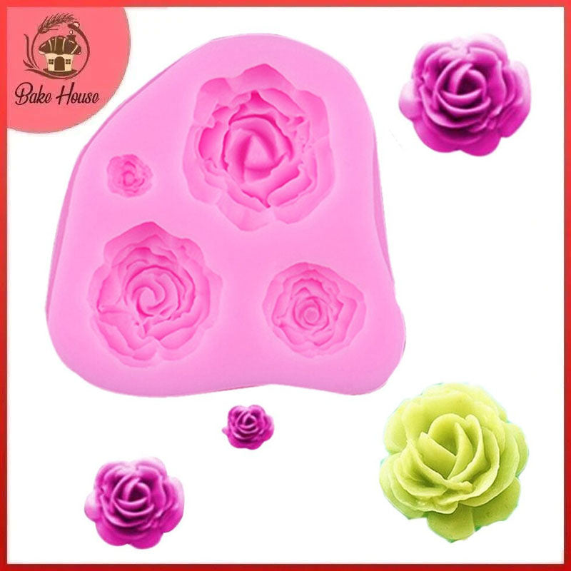 Rose Silicone Fondant & Chocolate Mold 4 Cavity