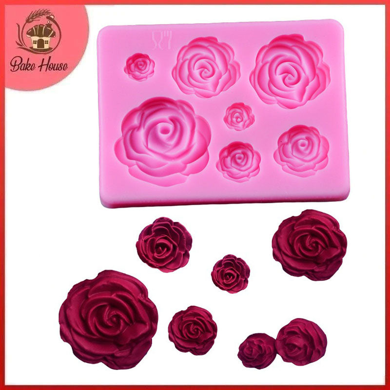 Rose Silicone Fondant & Chocolate Mold 7 Cavity