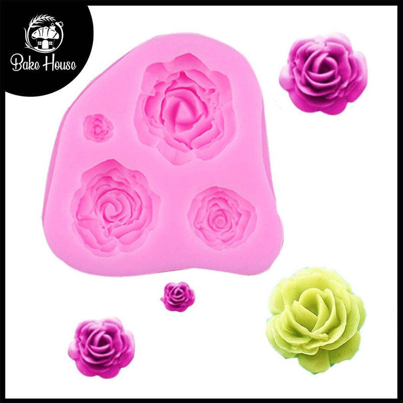 Rose Silicone Fondant & Chocolate Mold 4 Cavity