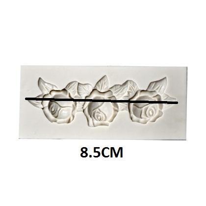 Rose With Leaf Silicone Fondant Cake Mold 3 Cavity