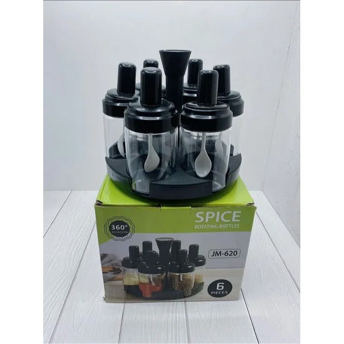Rotating Spice Rack 6 Bottles Set