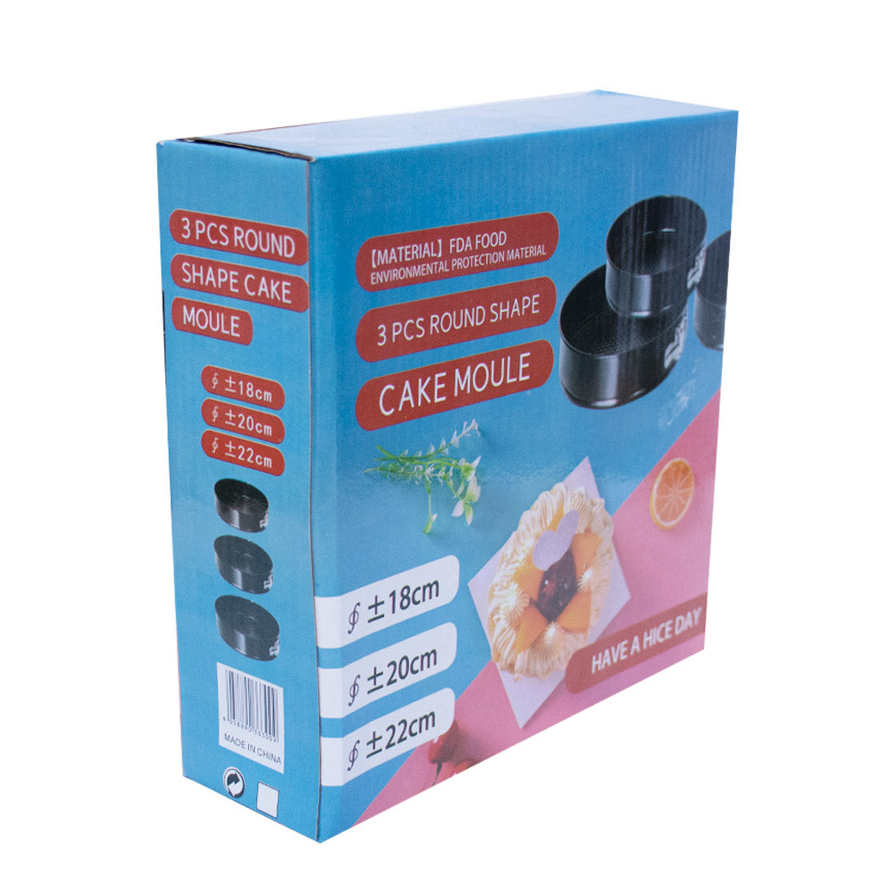Round Cake Mold Non Stick 3Pcs Set Removable Base