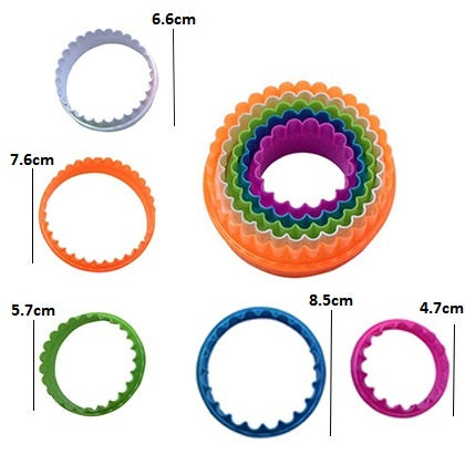 Colorful Round 5 Pcs Plastic Cookie Cutter