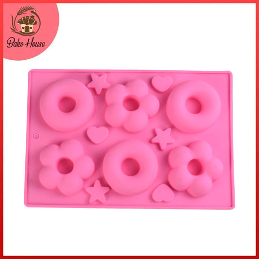 Round, Flower Shape Donuts & Star, Heart Shape Chocolate Silicone Mold