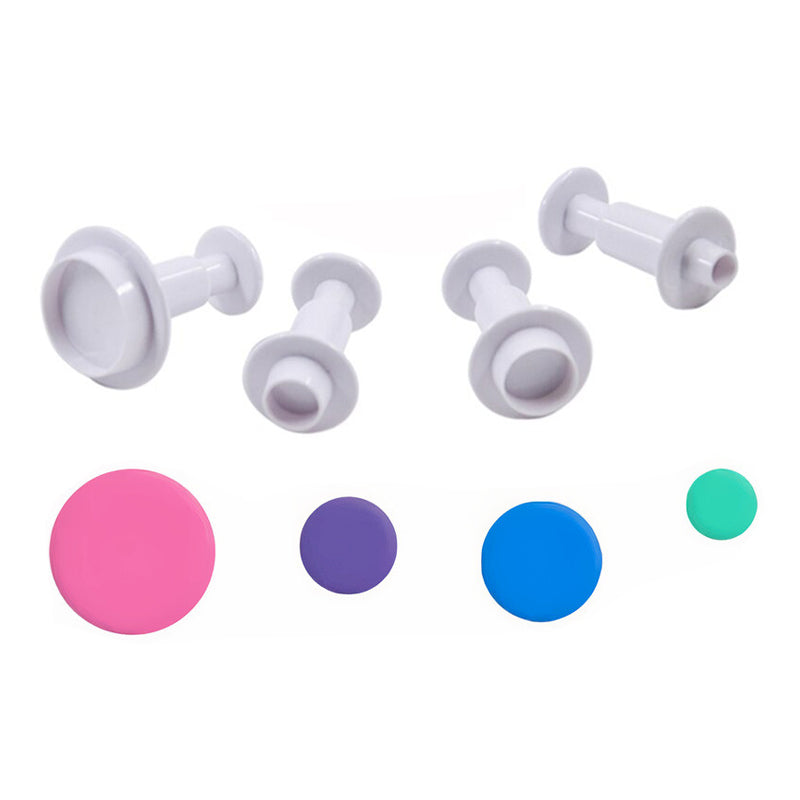 Round Fondant Plunger Cutter 4Pcs Set Plastic