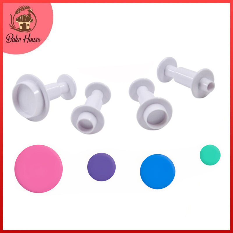 Round Fondant Plunger Cutter 4Pcs Set Plastic