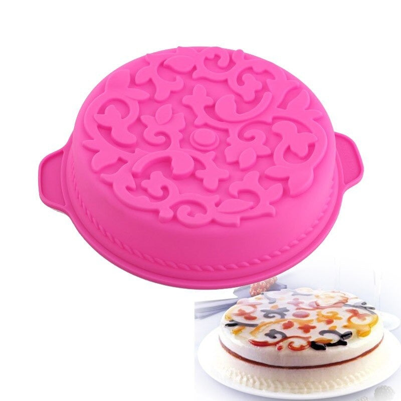 Round Ornamental Floral Shaped Silicone Plum Baking Pan