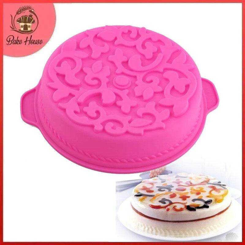 Round Ornamental Floral Shaped Silicone Plum Baking Pan