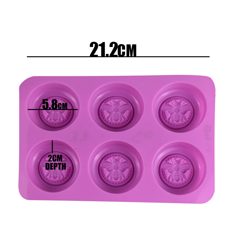 Round Shape Honey Bee Silicone Baking & Soap Mold 6 Cavity