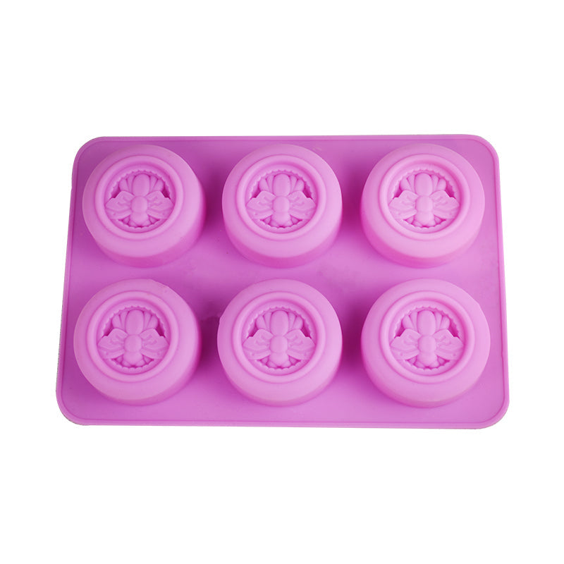 Round Shape Honey Bee Silicone Baking & Soap Mold 6 Cavity
