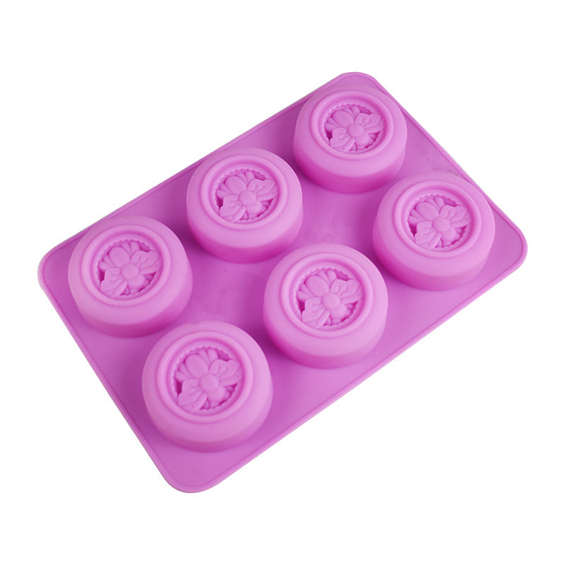 Round Shape Honey Bee Silicone Baking & Soap Mold 6 Cavity