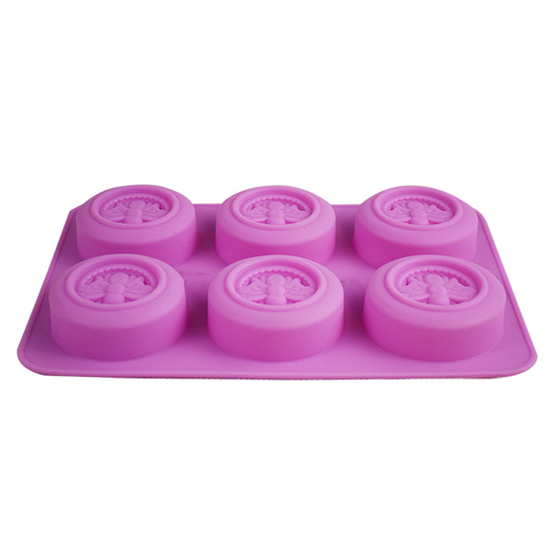 Round Shape Honey Bee Silicone Baking & Soap Mold 6 Cavity