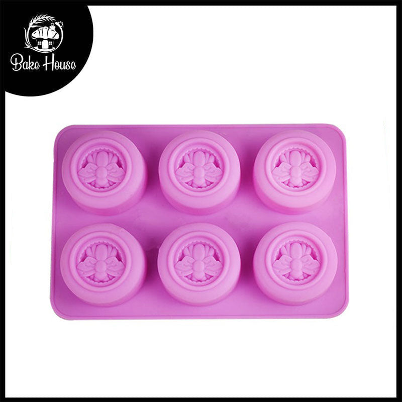 Round Shape Honey Bee Silicone Baking & Soap Mold 6 Cavity