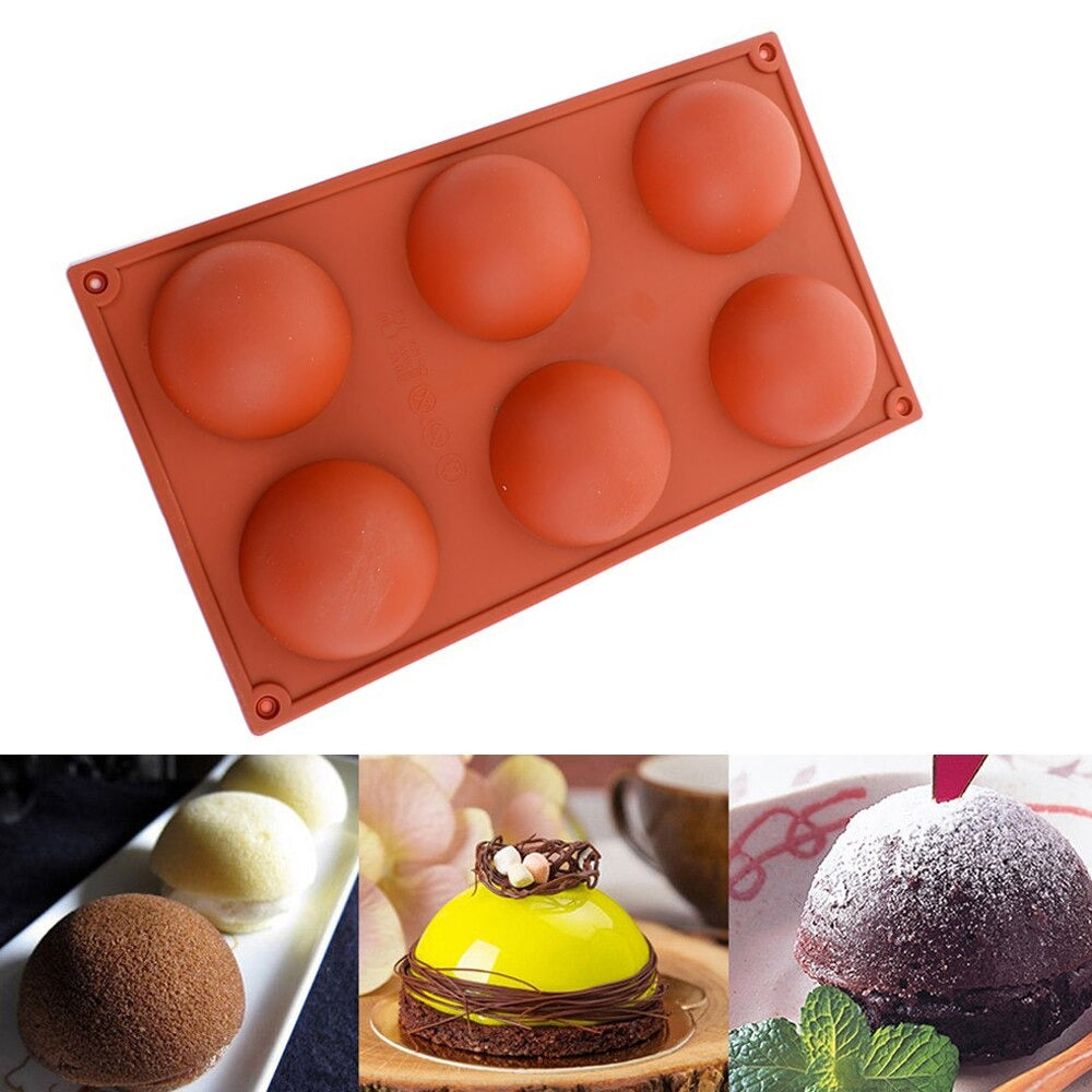 Round Silicone Sphere Ball Mold 6 Cavity