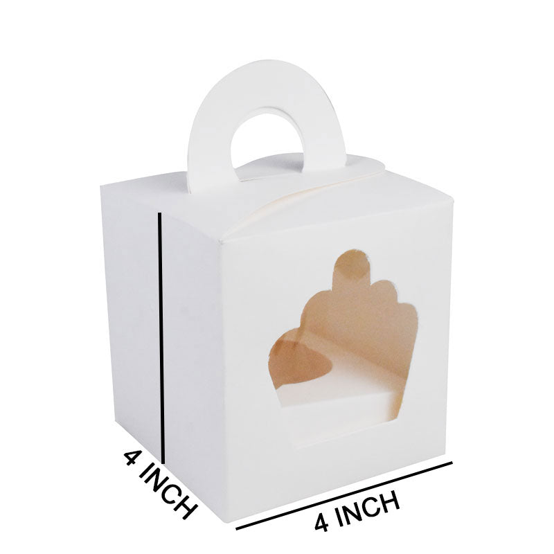 1 Cavity Single Cupcake Box With Front Window And Handle