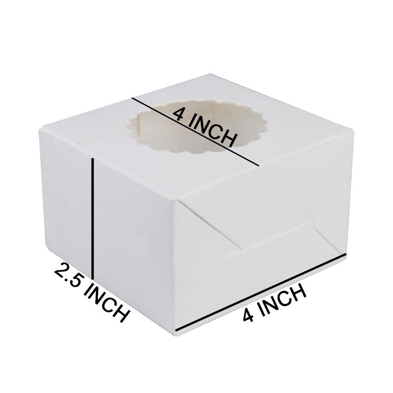 Mini Cake Box 4 X 4 X 2.5 Inch with Top Transparent Window