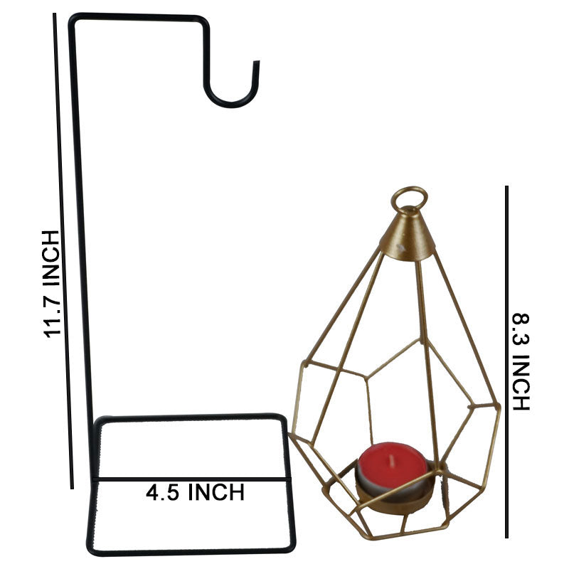 Iron Stick Shape Stand With Hanging Drop Tealight Candle Holder Centrepiece Decor