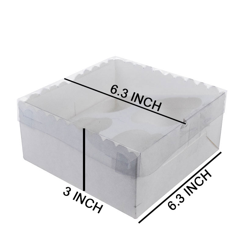 4 Cavity Cupcake Box 6.3 X 6.3 X 3 Inch with Clear Lid