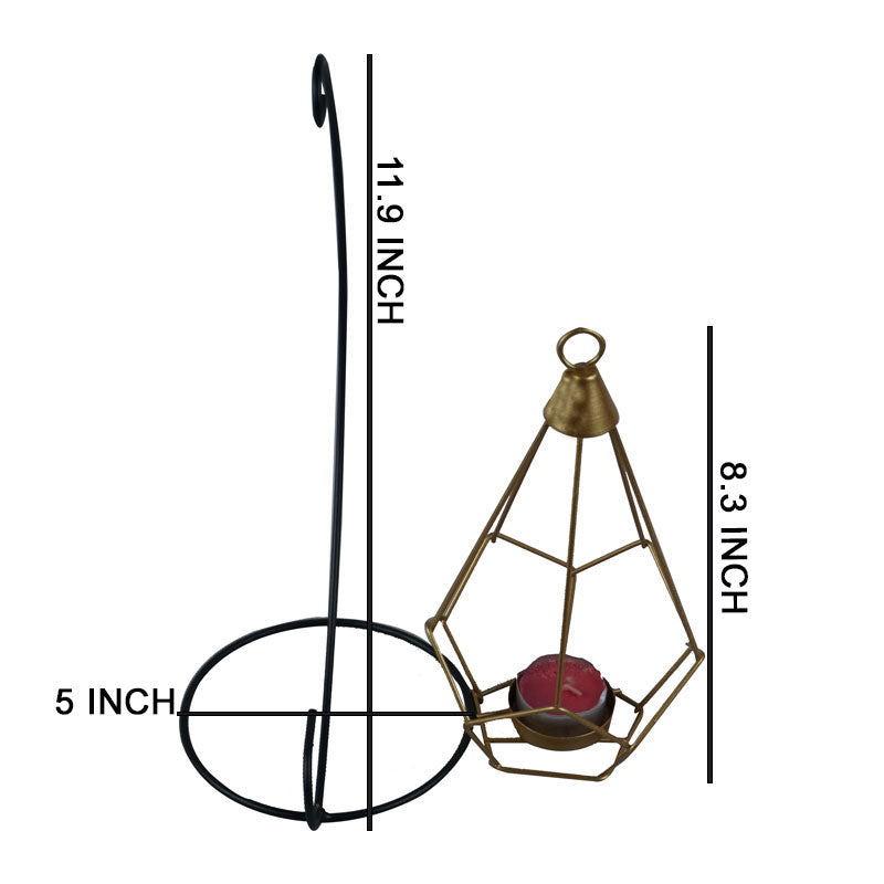 Iron Moon Shape Stand With Hanging Drop Tealight Candle Holder Centrepiece Decor