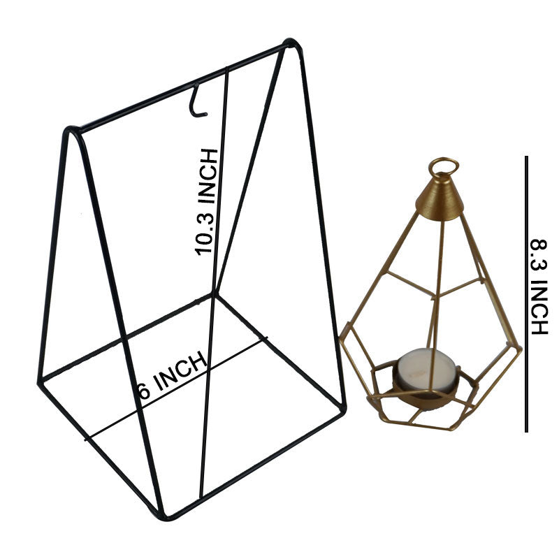 Iron Swing Shape Stand With Hanging Drop Tealight Candle Holder Centrepiece Decor
