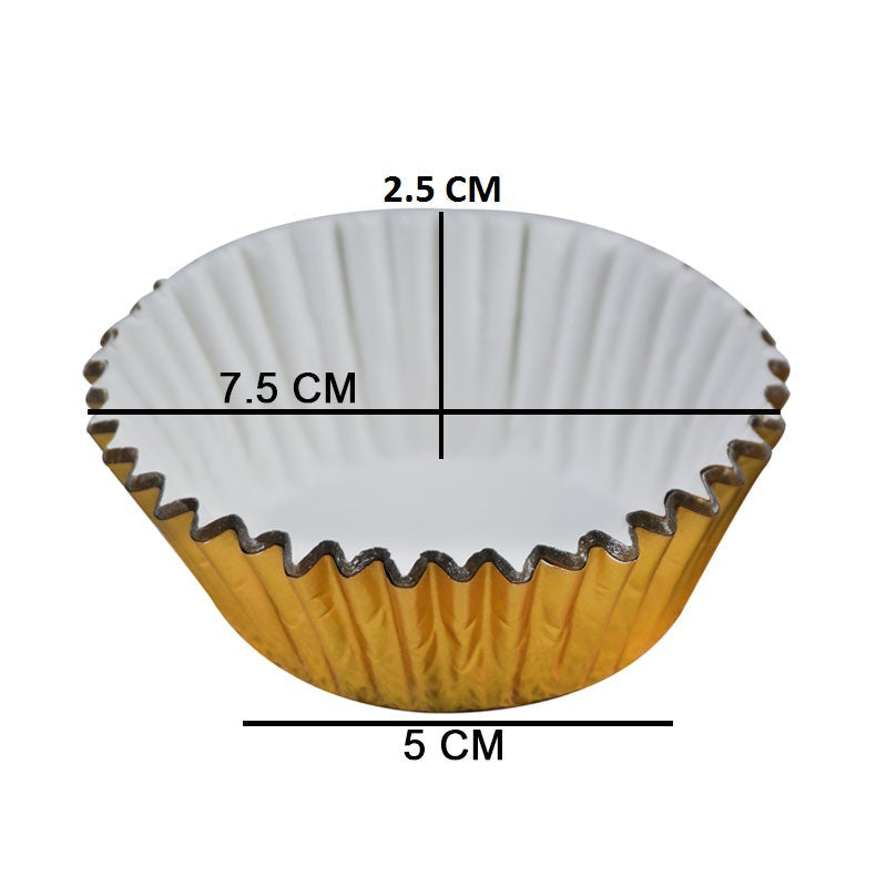 Golden 50 Pcs Paper Baking Cupcake Muffin Liners, Wrappers 7.5cm
