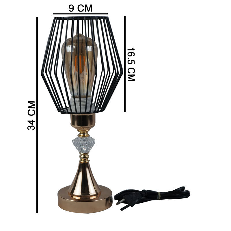 Hollow Diamond Shape Iron Bedside Lighting Table Lamp Decor