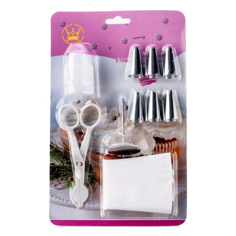 Scissor Flower Nail With 6Pcs Nozzles Coupler & Piping Bag