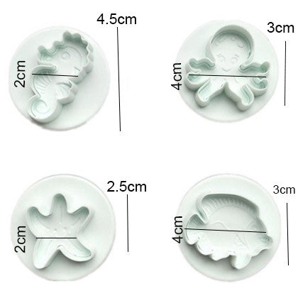 Sea Animals Plunger Cutter 4Pcs Set