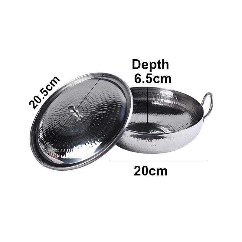 Serving Karahi Stainless Steel with Lid 08 Inch