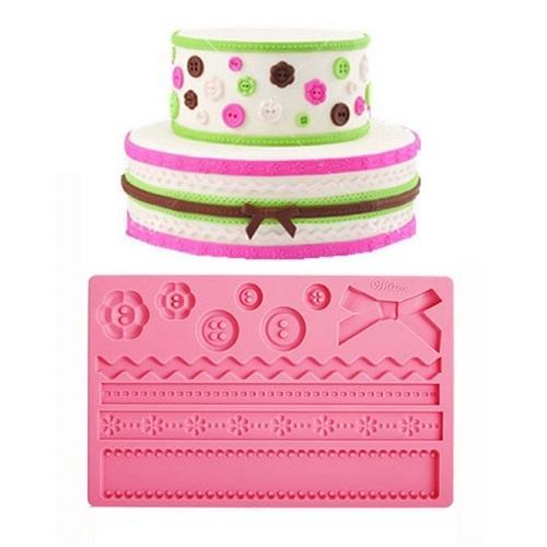 Silicone Fondant Cake Sheet Button & Bow Mold