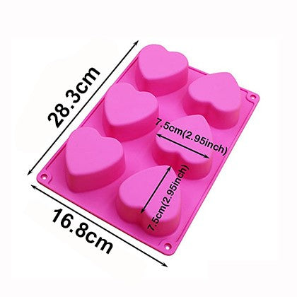 Silicone Heart Mold Plain 6 Cavity