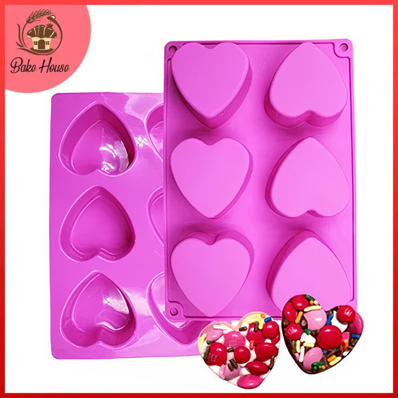 Silicone Heart Mold Plain 6 Cavity