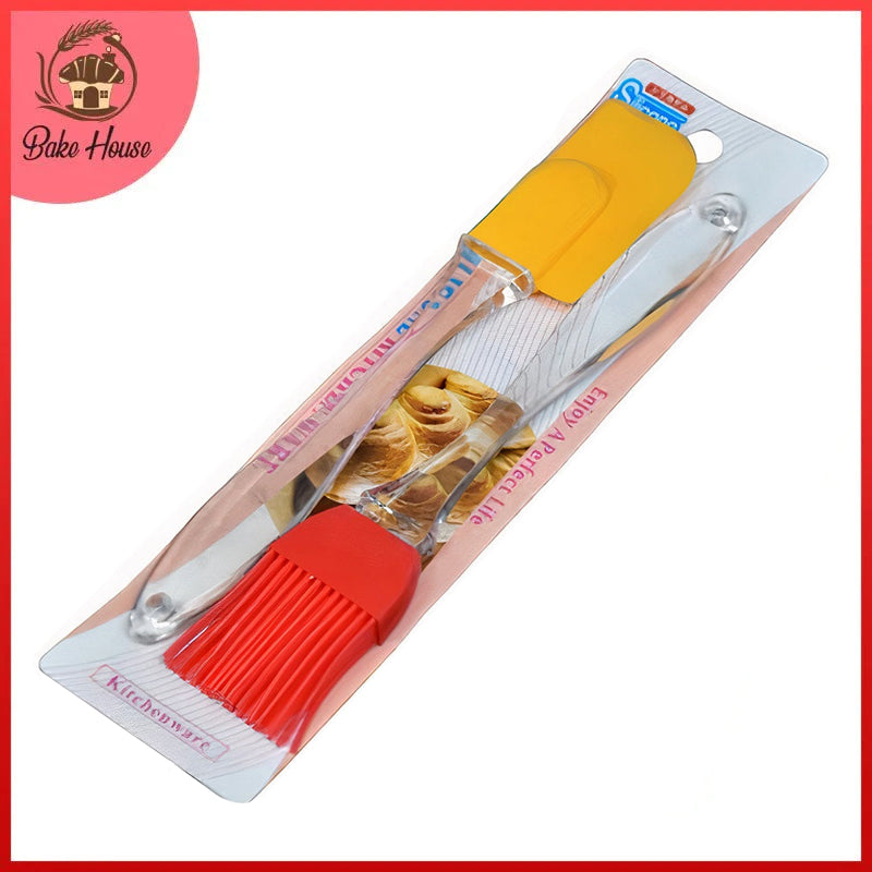 Silicone Spatula & Brush Set Plastic Handle