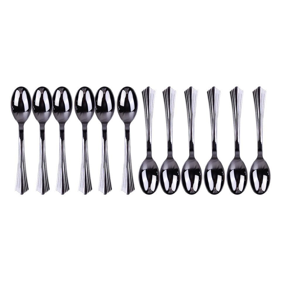 Silver Color Plastic Spoons 12 Pcs Pack
