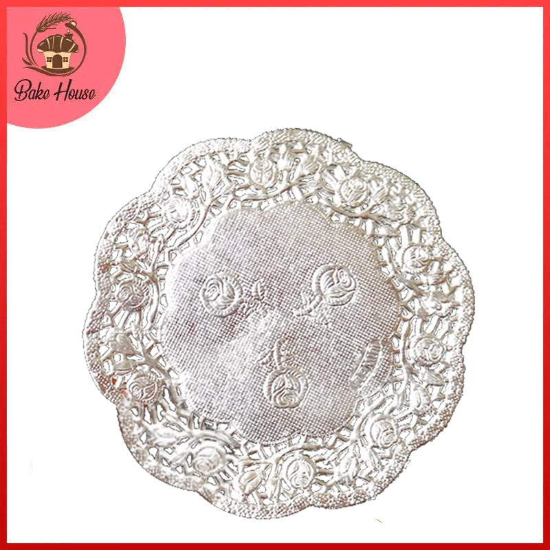 Silver Round Shape Doilies Paper 24Pcs Pack 16.5CM