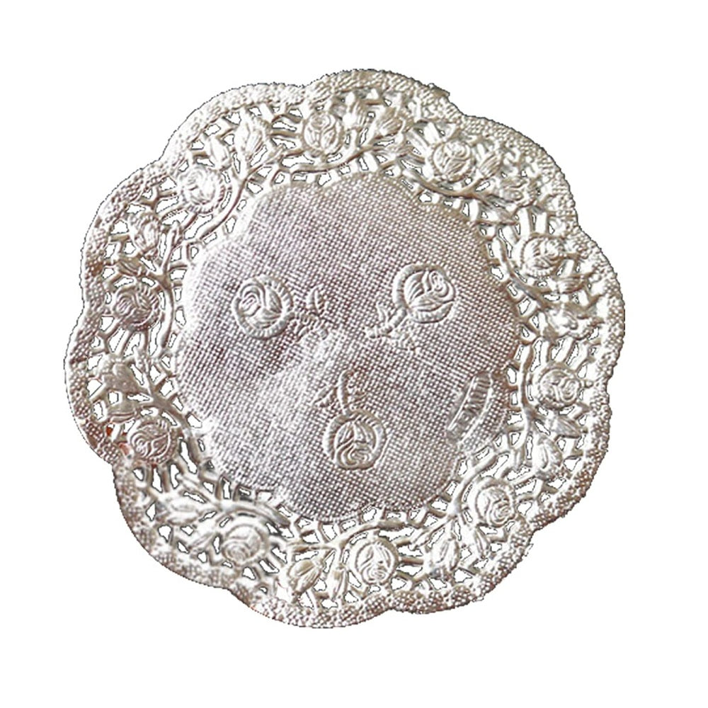 Silver Round Shape Doilies Paper 24Pcs Pack 24CM