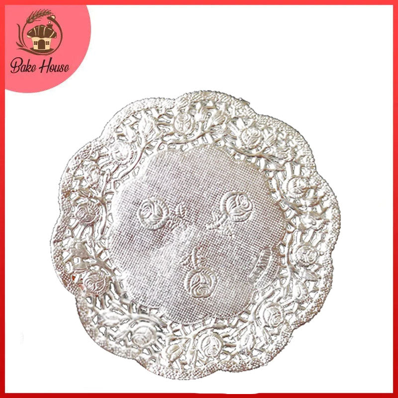 Silver Round Shape Doilies Paper 24Pcs Pack 24CM