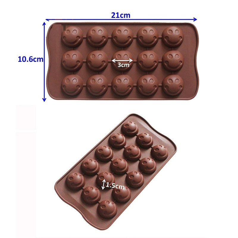 Smiley Face Silicone Chocolate And Candy Mold 15 Cavity