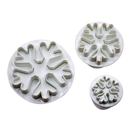 Snowflake Plunger Fondant & Cookie Cutter 3Pcs Set Plastic